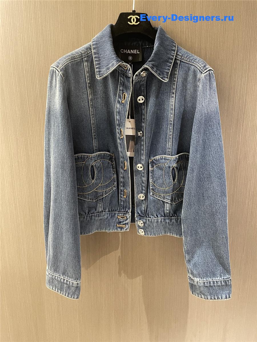 Ch**el cc heart denim jacket