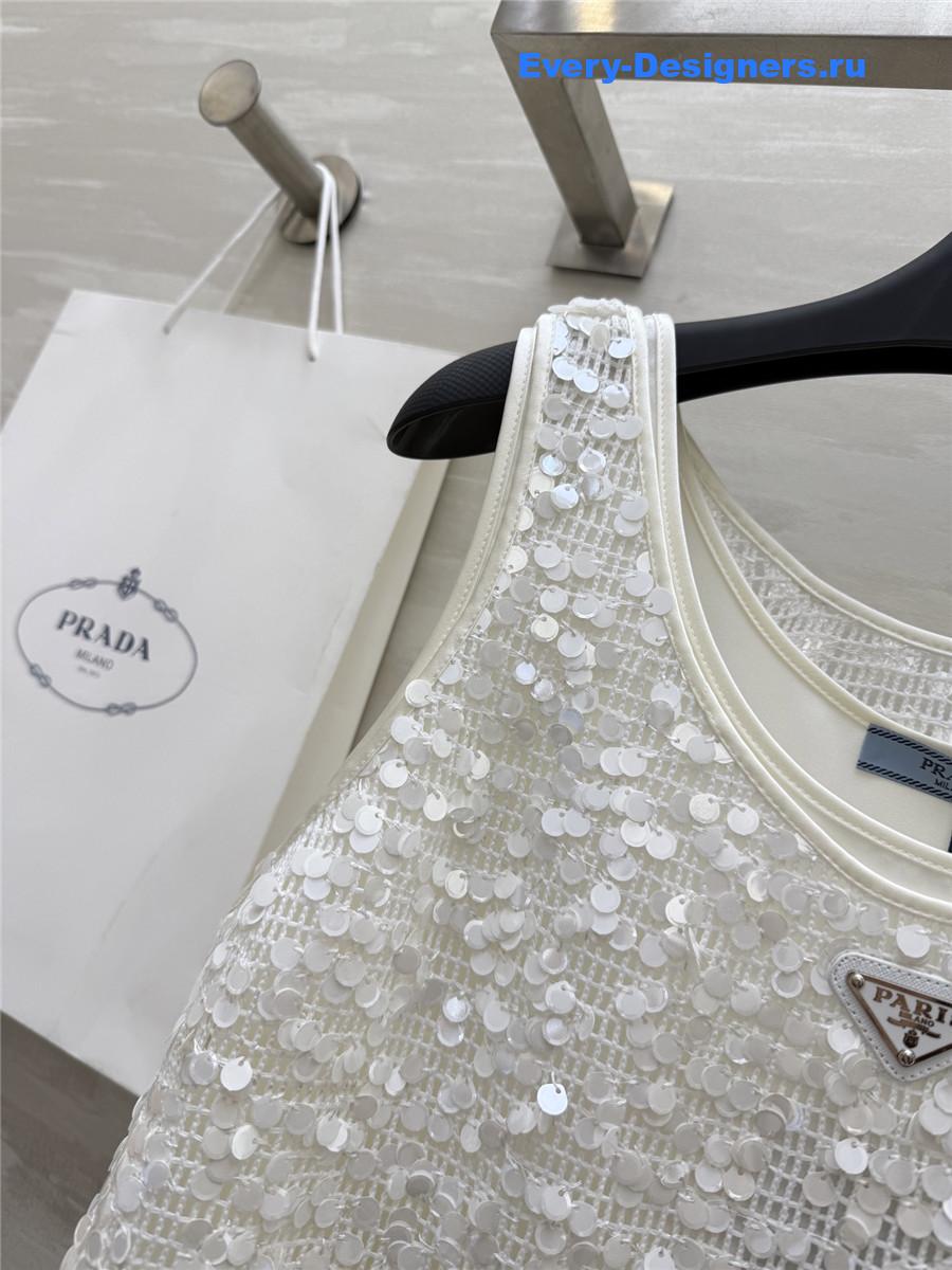Pra*a white sequined tank top