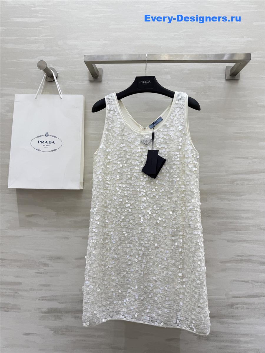 Pra*a white sequined vest dress