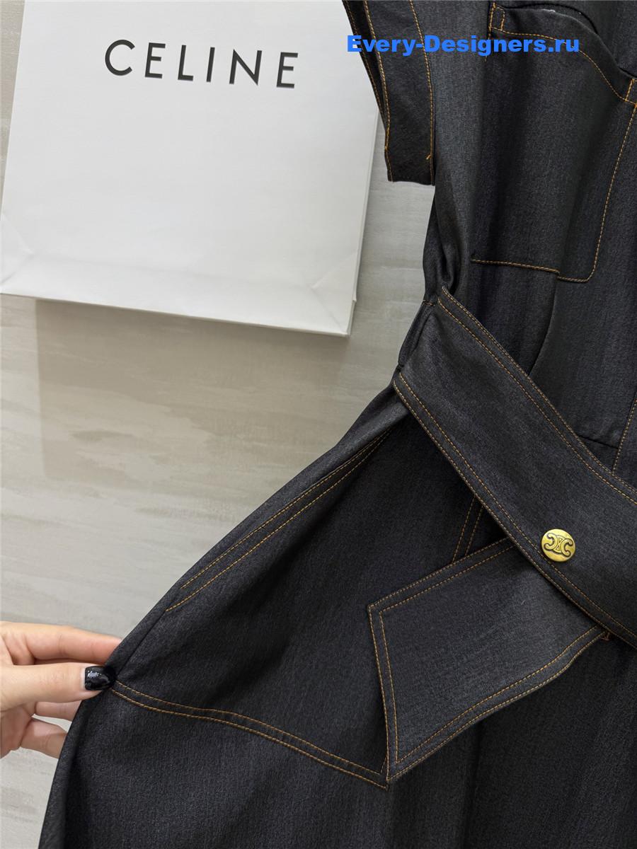 Ce1i*e tencel denim v-neck dress