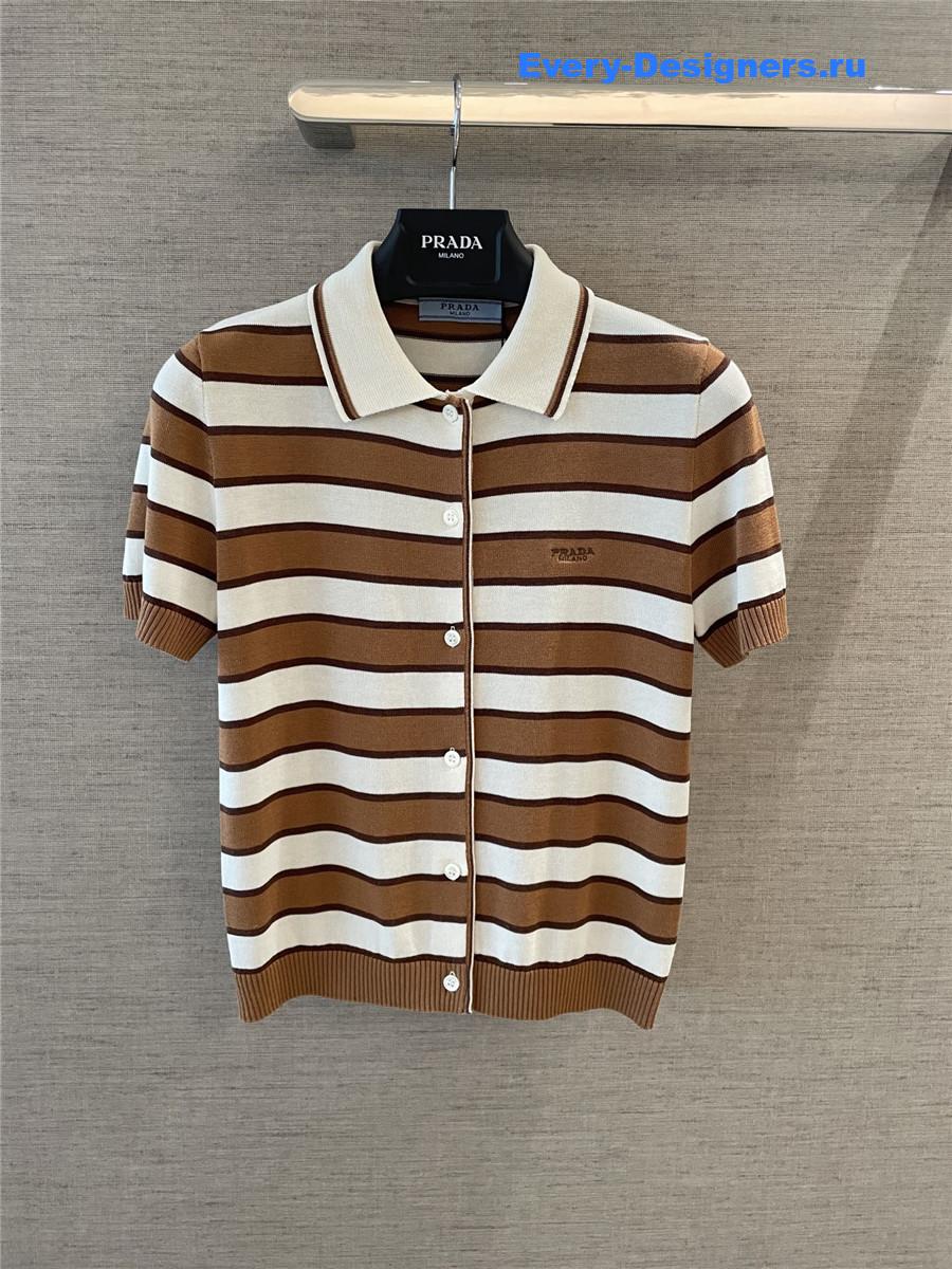 Pra*a brown knitted polo top