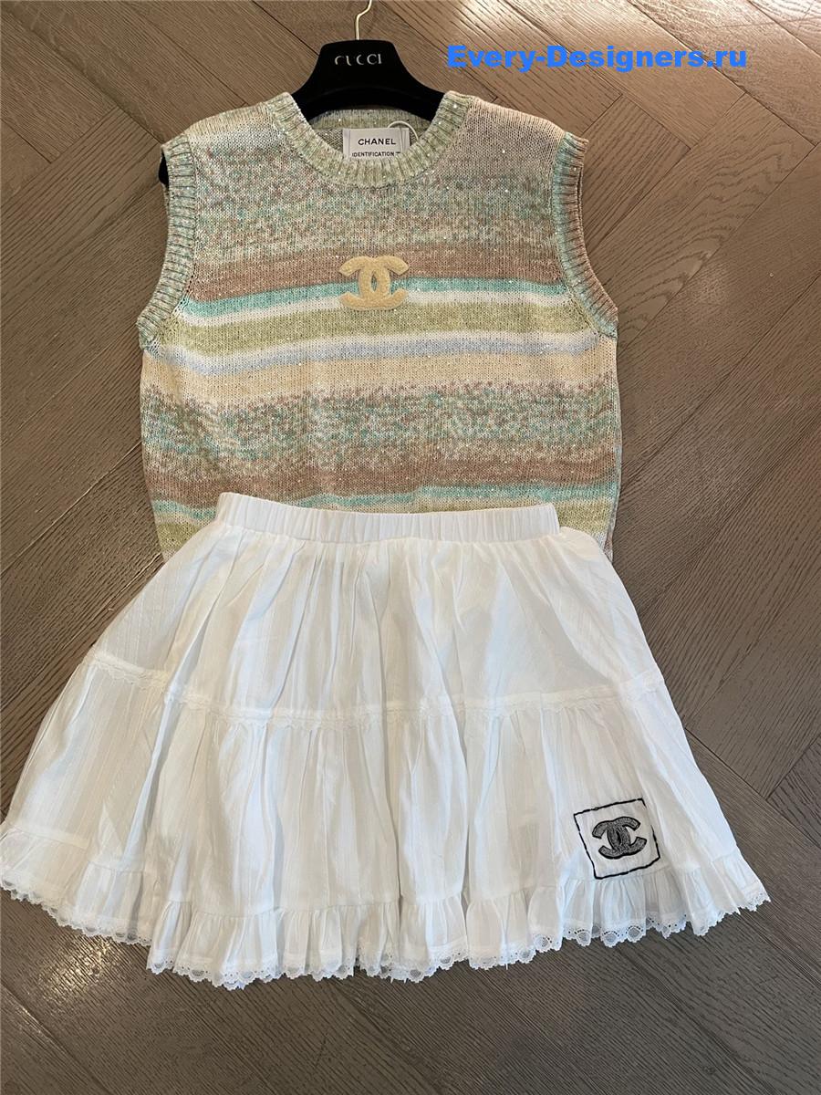 Ch**el rainbow sequin striped vest