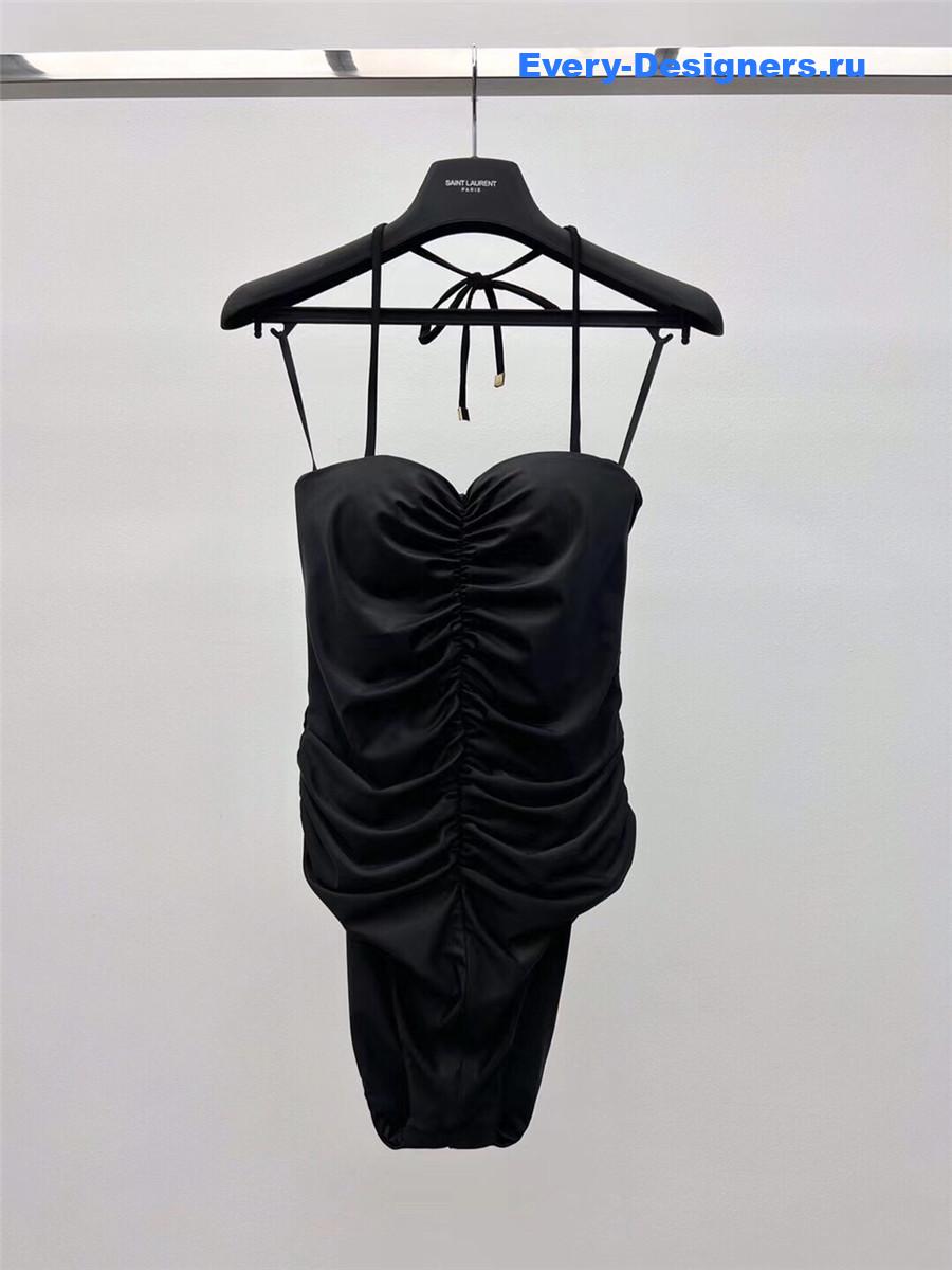 Sa1nt Lau*nt black halter one-piece swimwear