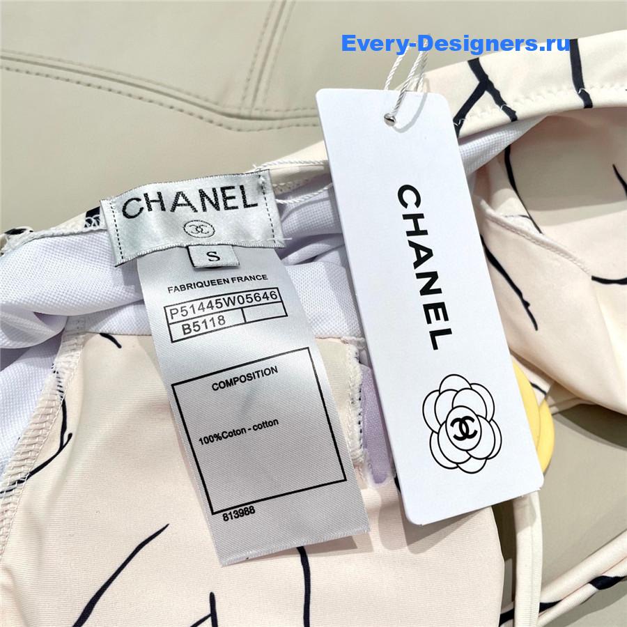 Ch**el beige cc one-piece swimwear