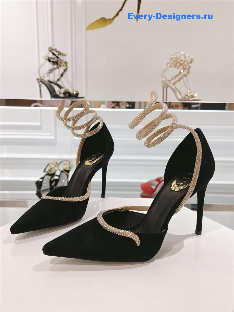 René Caovilla Cleo Black Wraparound Pumps
