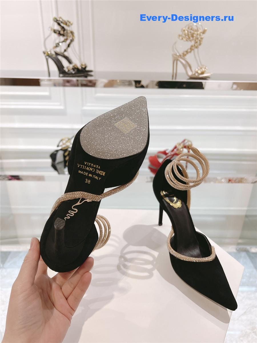 René Caovilla Cleo Black Wraparound Pumps