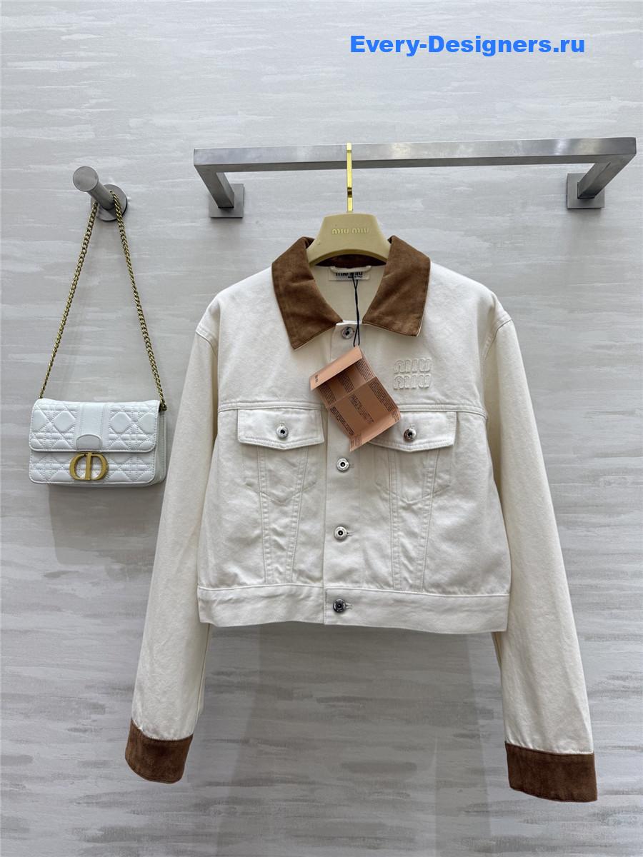 Miu Miu White Patchwork Denim Jacket