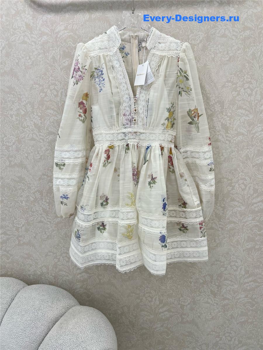 Zimm Printed Lantern Sleeve Dress