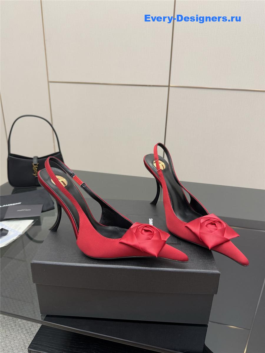 Sa1nt Lau*nt floral slingback pumps in red
