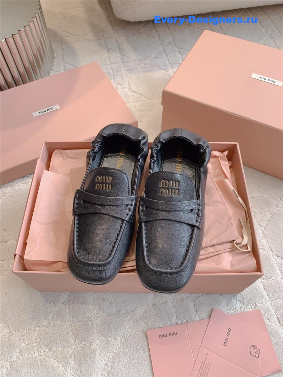 Miu Miu Black Metallic Loafers