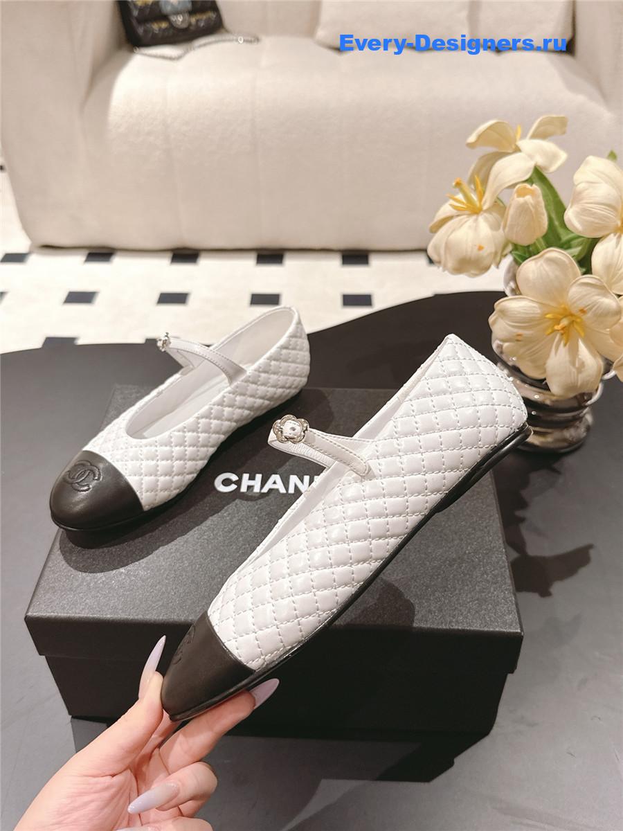 Ch**el white cotton lambskin mary janes