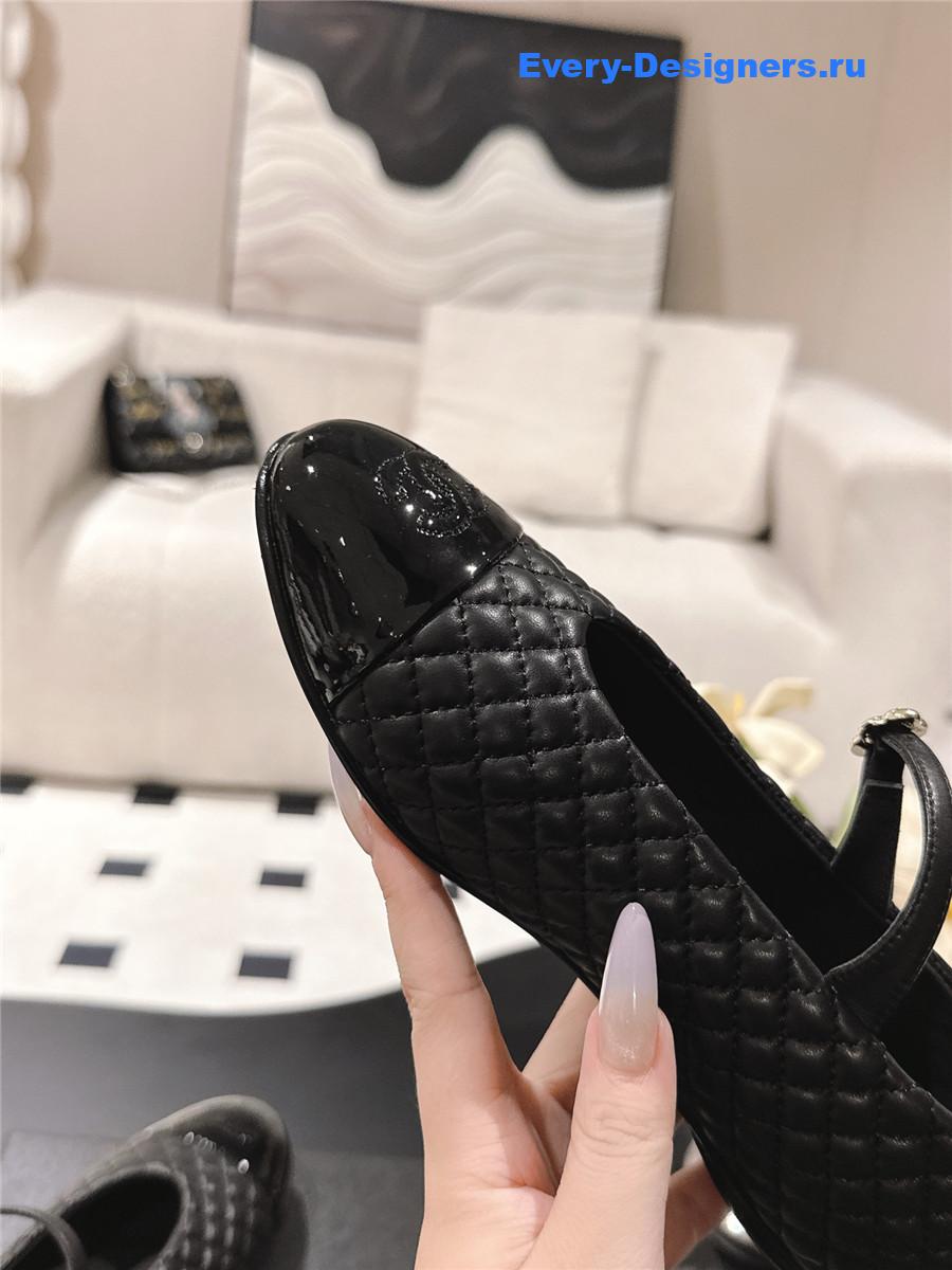 Ch**el black cotton lambskin mary janes