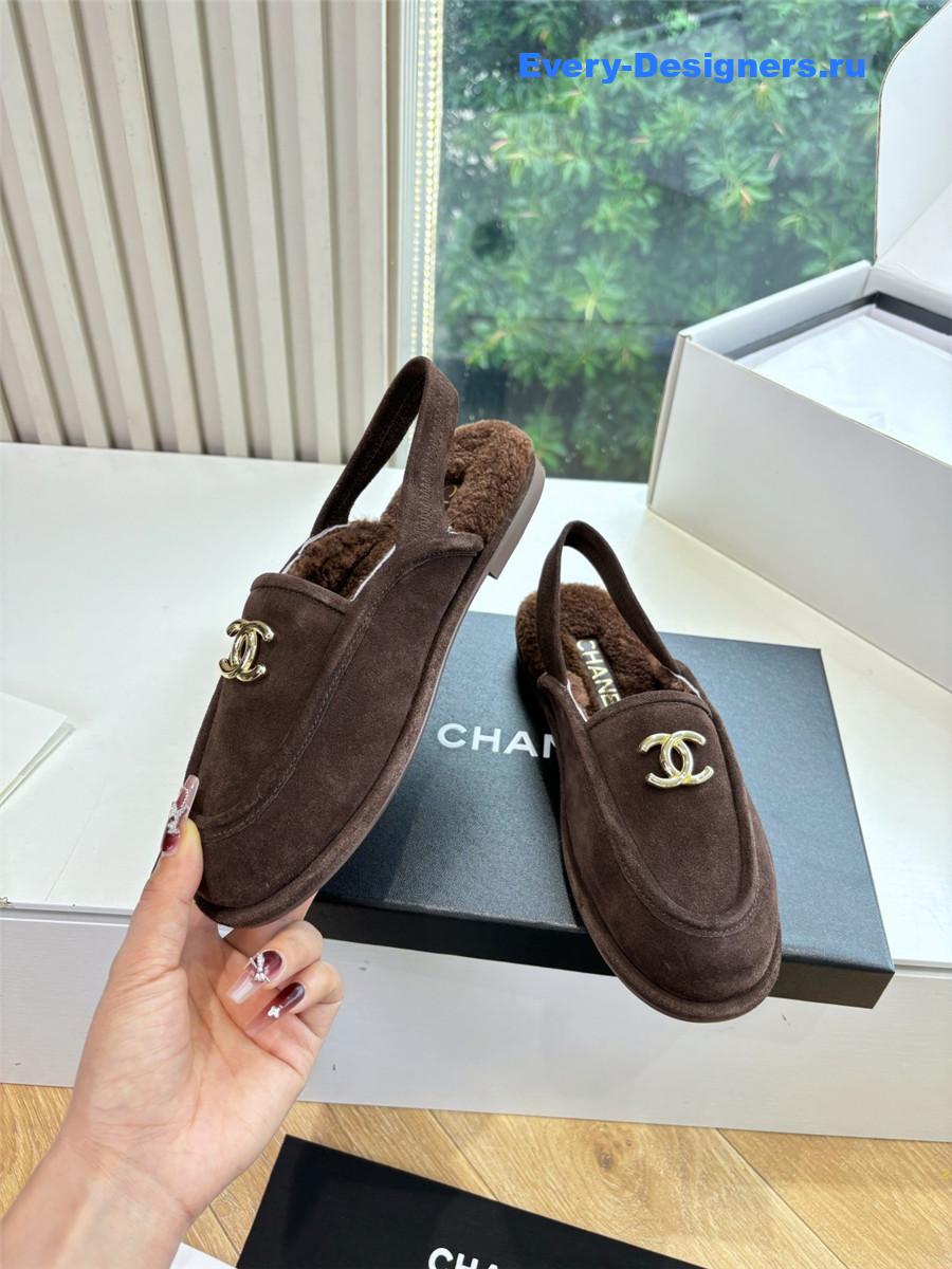 Ch**el wool mary jane sandals in brown