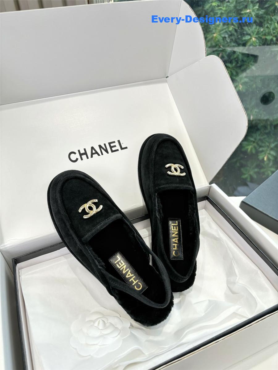 Ch**el mary jane wool cap toe sandals in black