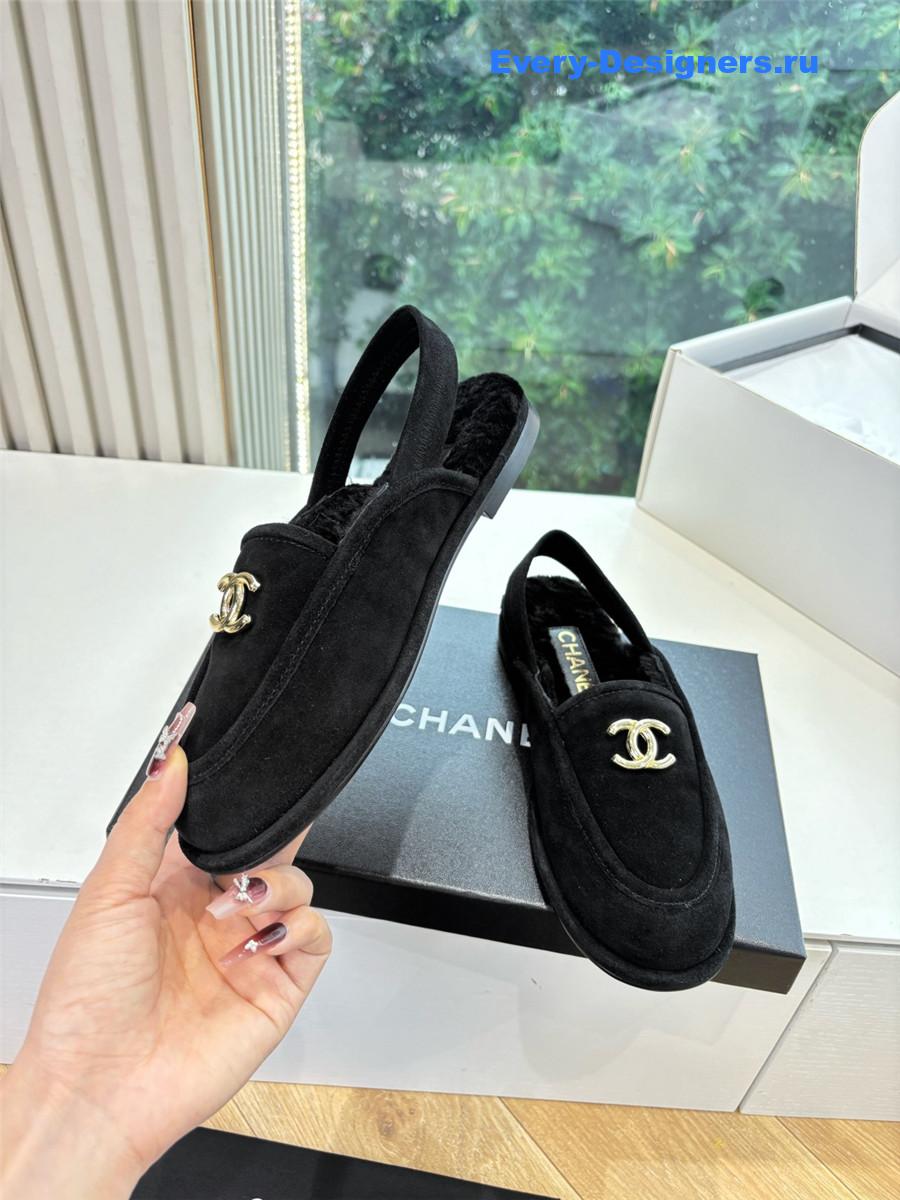 Ch**el mary jane wool cap toe sandals in black