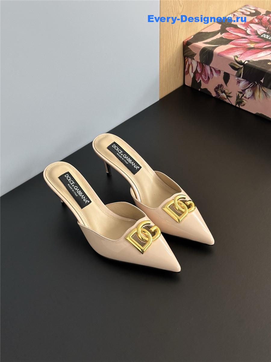 Dolce & Gabbana Beige Patent Mules