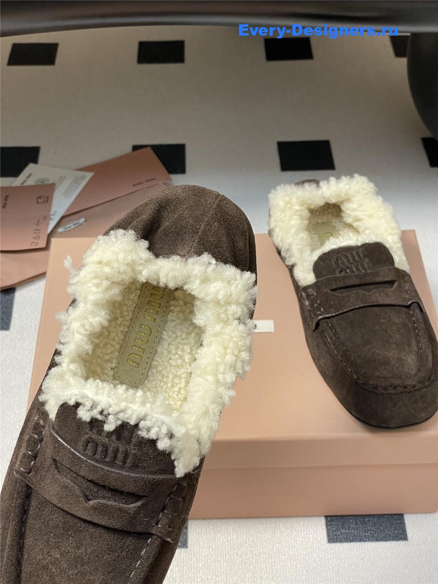 Miu Miu Brown Shearling Loafers