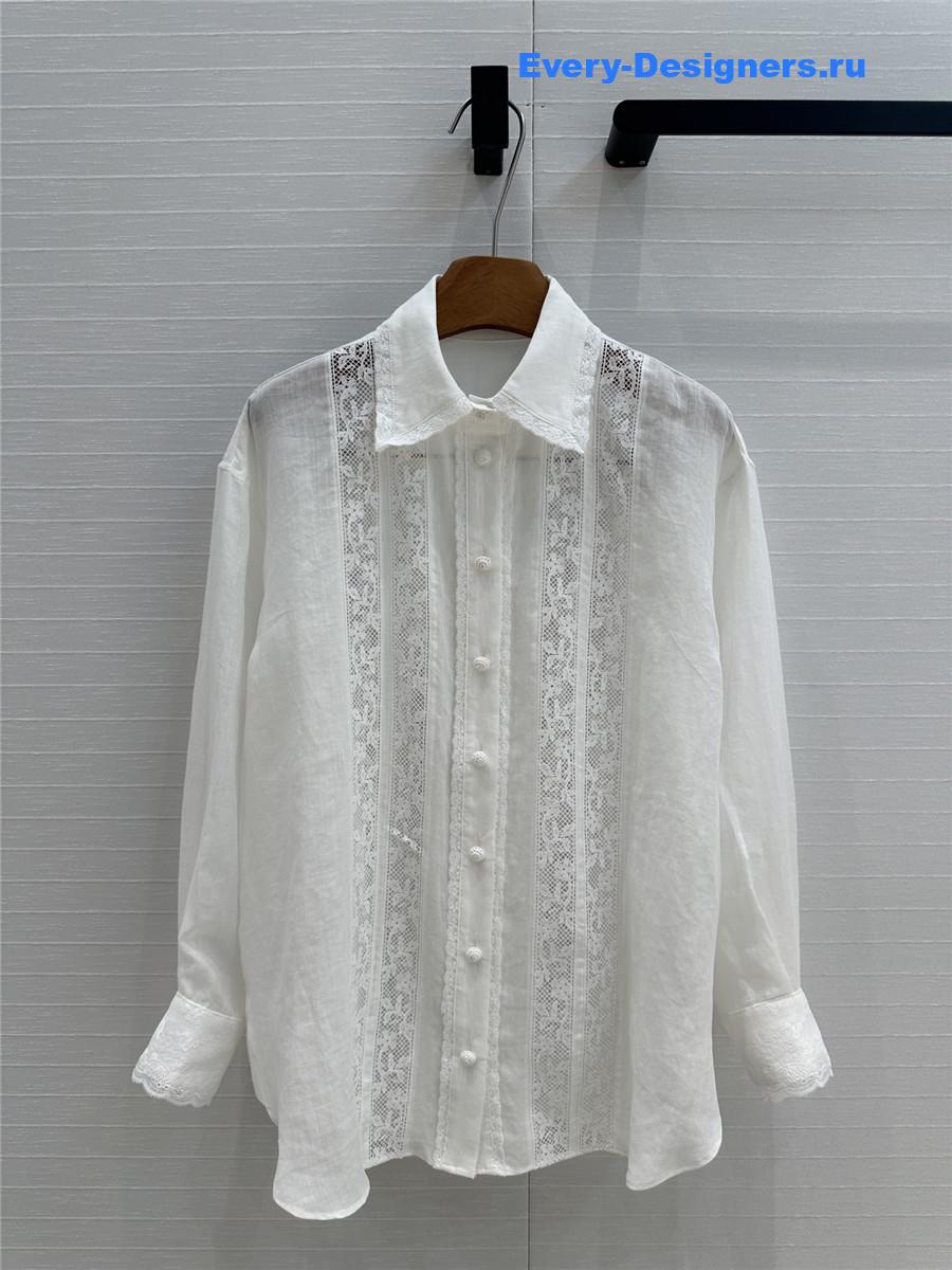 Zimm Lace-Trimmed Linen Shirt