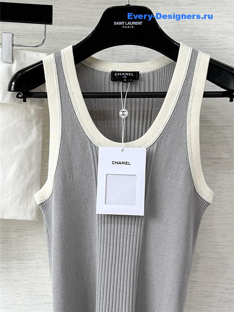 Ch**el grey knit rhinestone vest