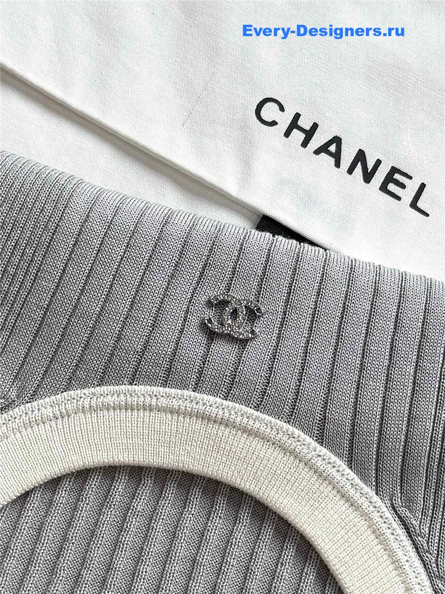 Ch**el grey knit rhinestone vest