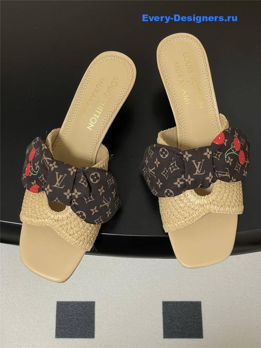 LV x Murakami Cherry Raffia Mules