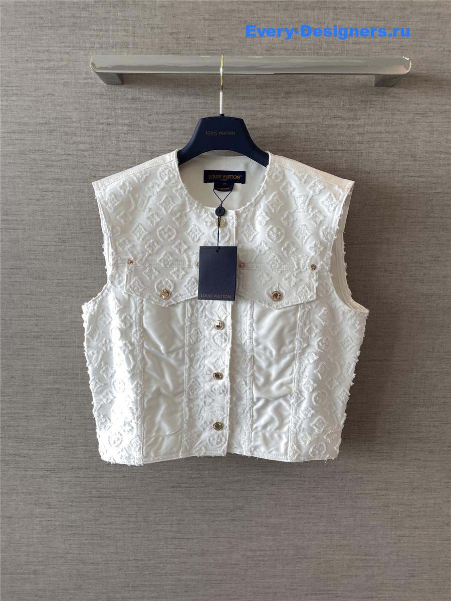 l0vis Vvtt0n sleeveless monogram white denim jacket