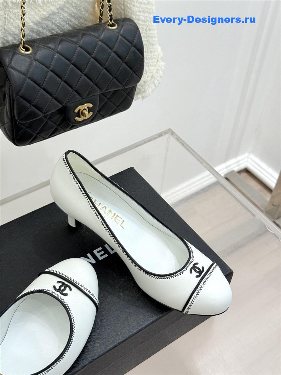 Ch**el white lambskin cc pumps