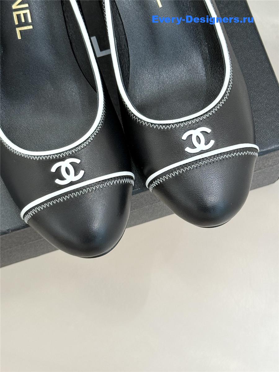 Ch**el black lambskin cc pumps