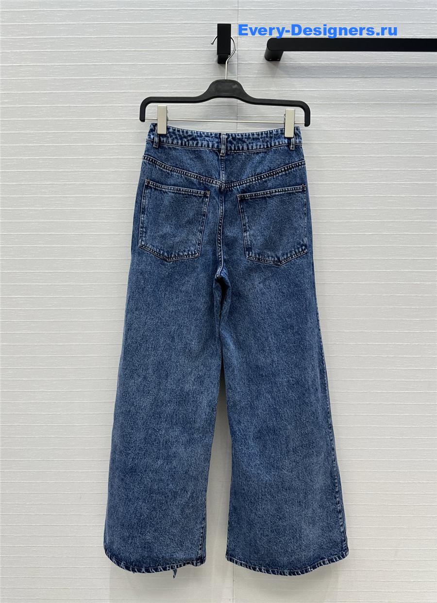 ALAÏA Light Blue Ruffle Jeans