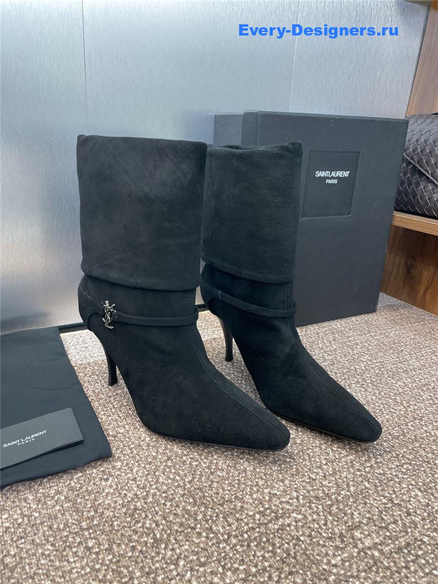 Sa1nt Lau*nt black buckle ankle boots