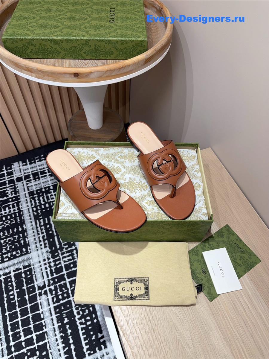 Gvc*1 gg brown leather sandals