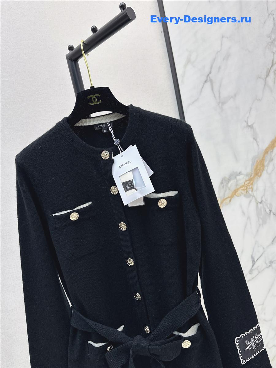 Ch**el coco black belt knit cardigan