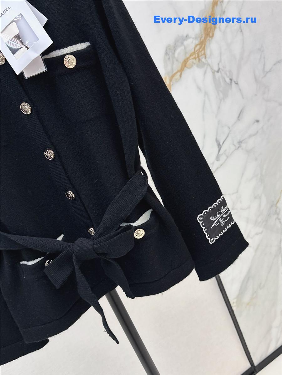 Ch**el coco black belt knit cardigan