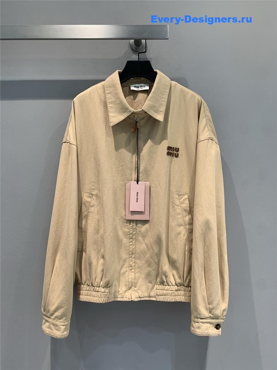 Miu Miu Denim Blouson Jacket Beige