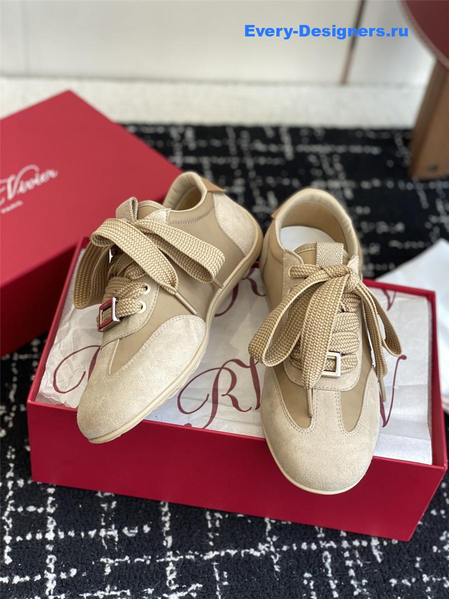 roger u1u1er viv’ low beige suede sneakers