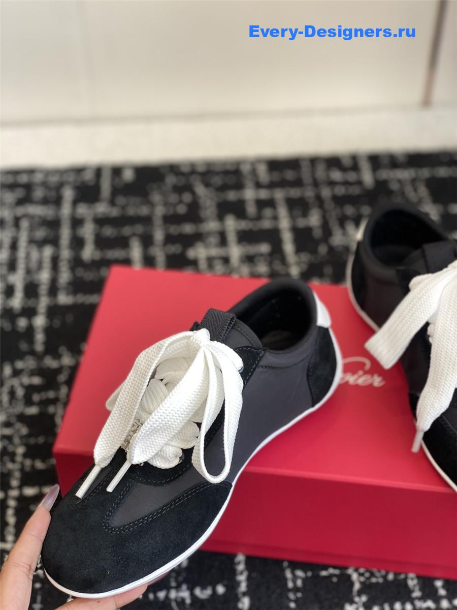 roger u1u1er viv’ low black suede sneakers