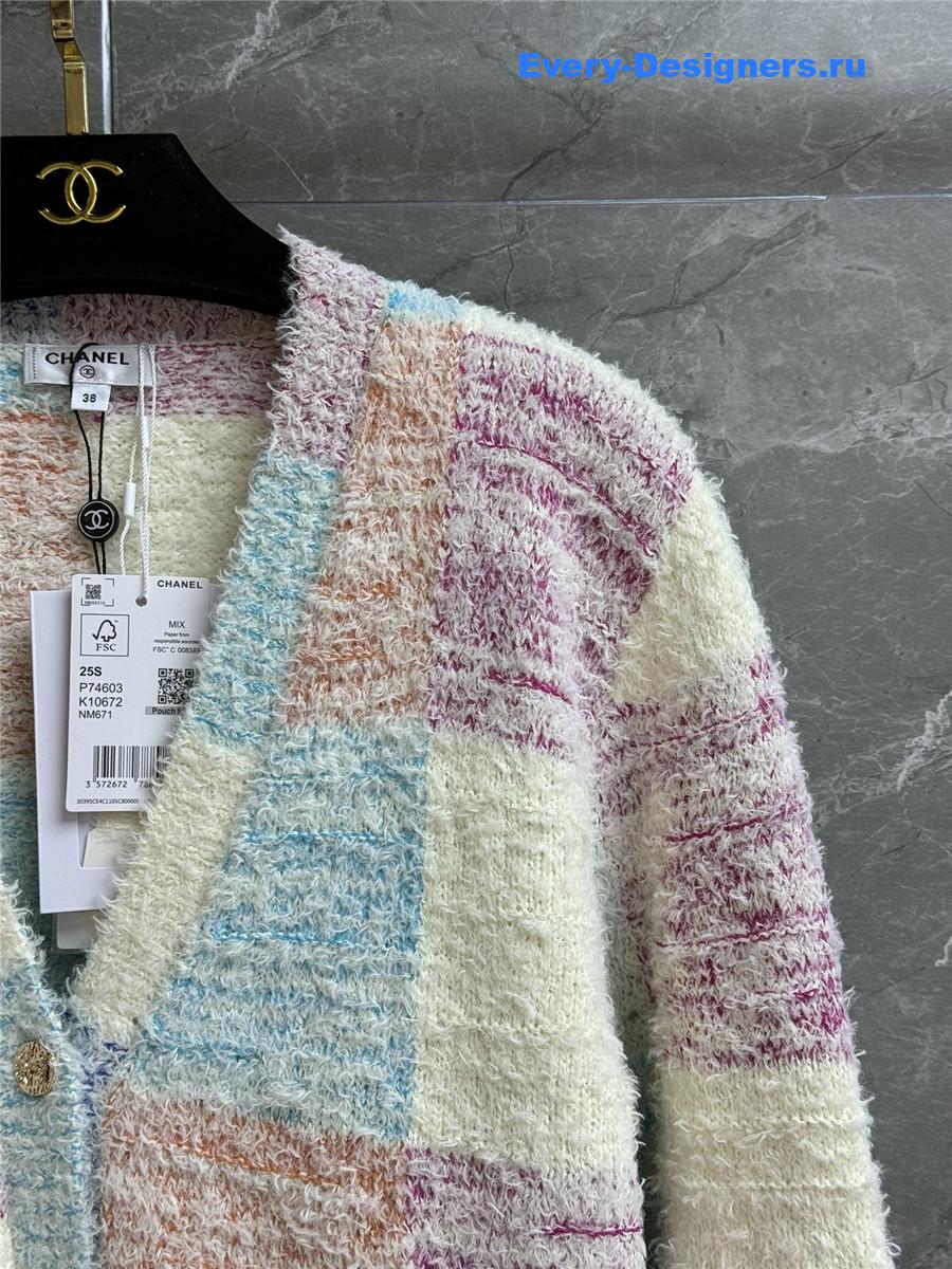 Ch**el coco gradient plaid cardigan