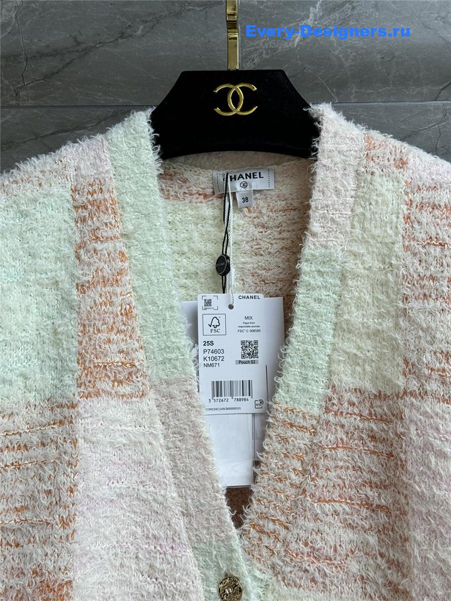Ch**el macaron gradient plaid cardigan