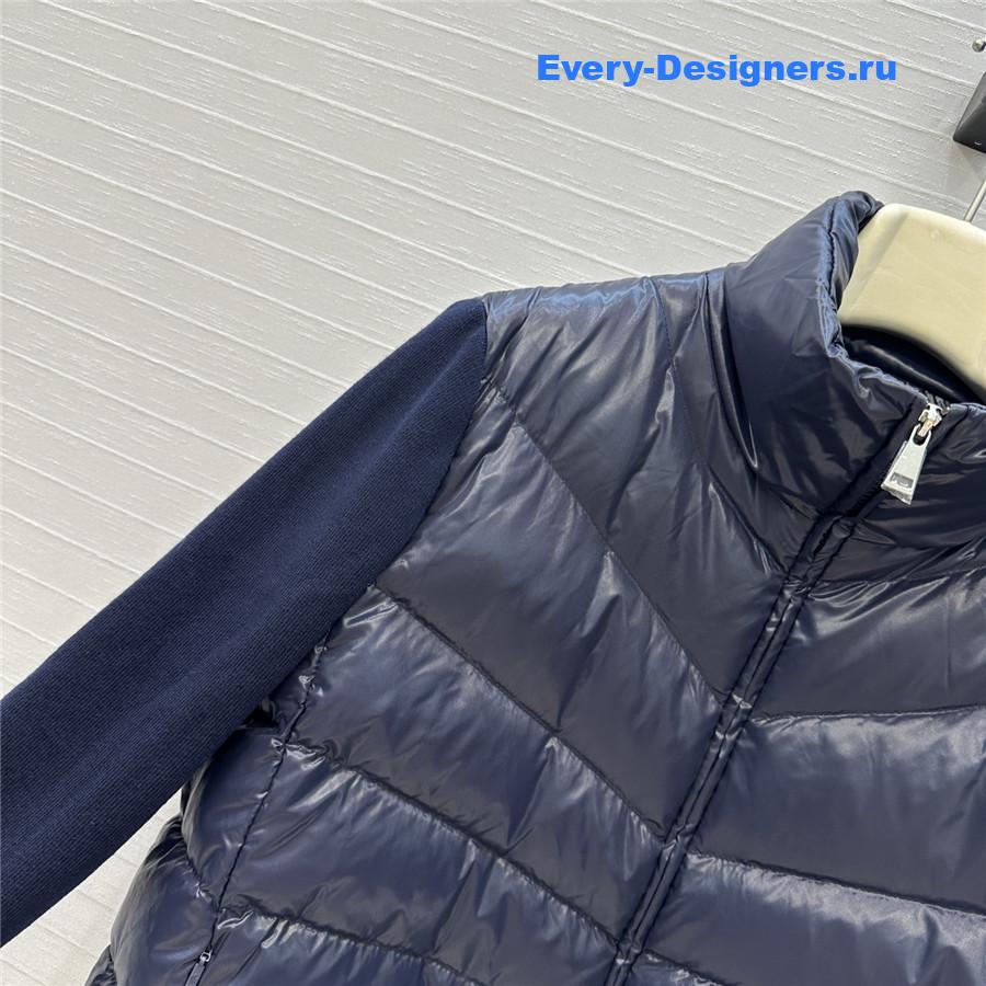 Moncler Navy Blue Padded Wool Cardigan