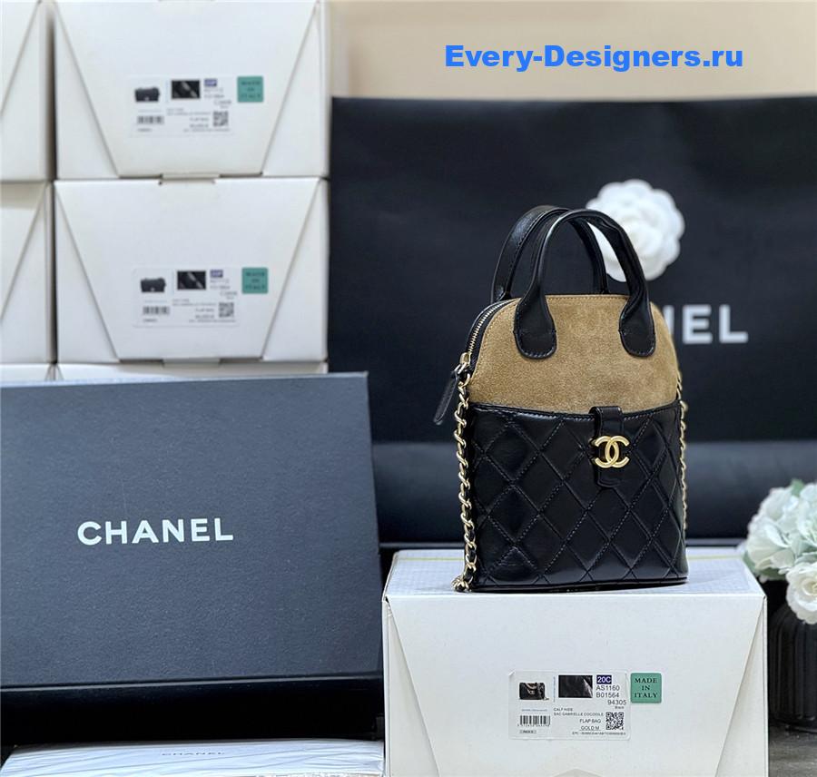 Ch**el beige & black suede small shopping bag