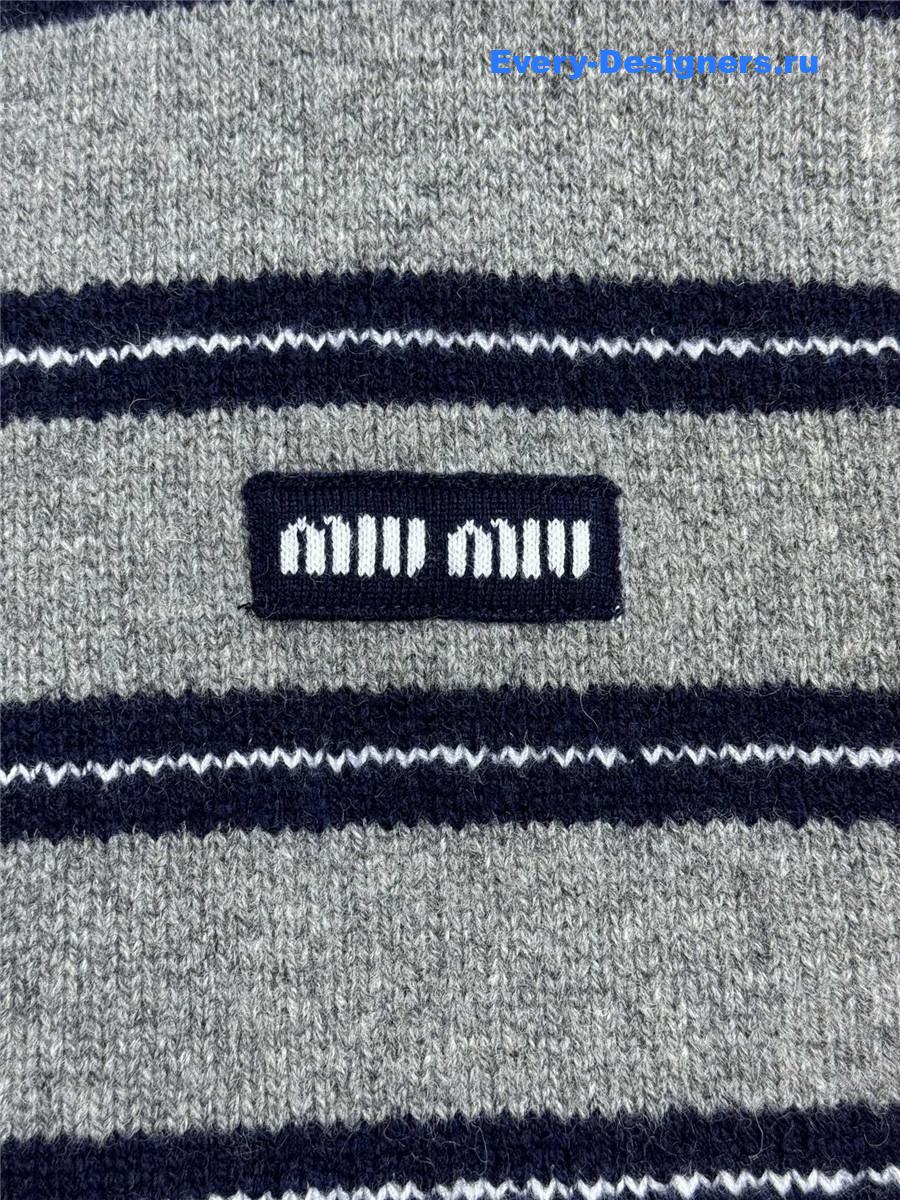 Miu Miu Grey+blue Shetland Knit Cardigan