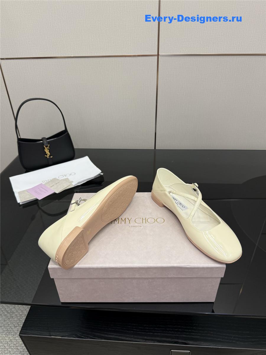 Jimmy Cho Eleri White Patent Ballet Flats