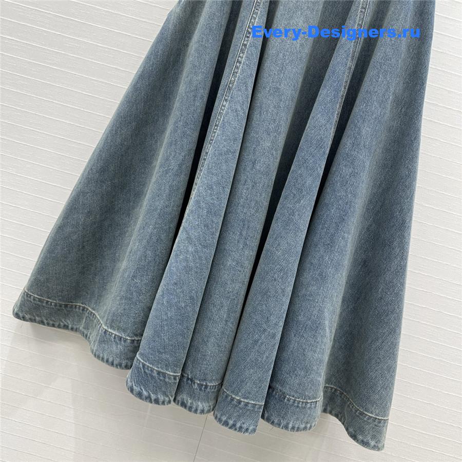 Zimm Washed Blue Denim Maxi Skirt