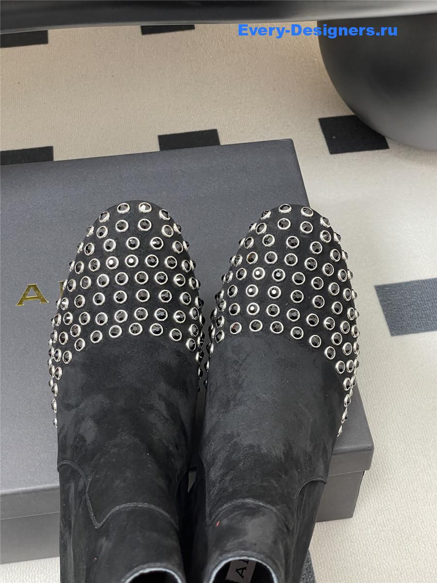 Alaia Black Embellished Suede Ankle Boots