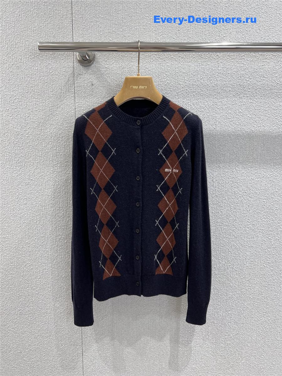 Miu Miu Navy Cashmere Polo Shirt