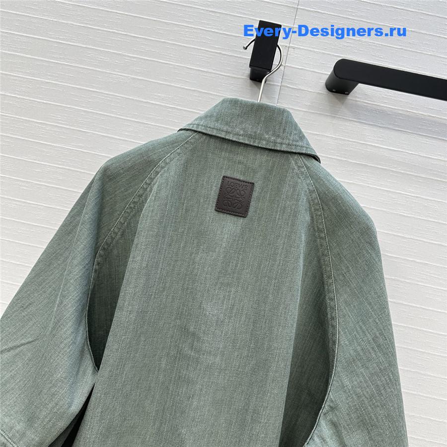 L0ew* denim green trapeze jacket