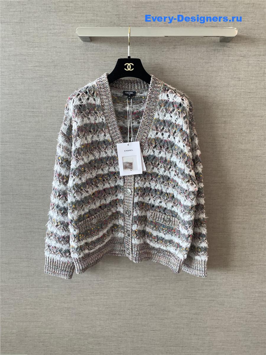 Ch**el light gray wool & cashmere cardigan