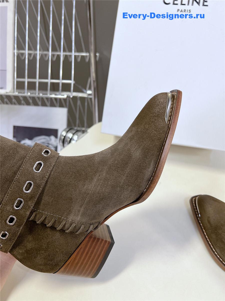 Ce1i*e pointed toe knee high green cowboy boots