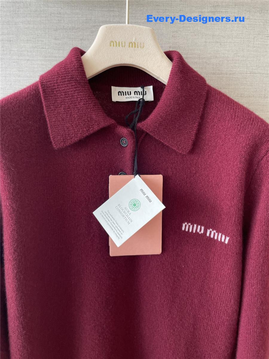 Miu Miu Amaranth Burgundy Polo Sweater