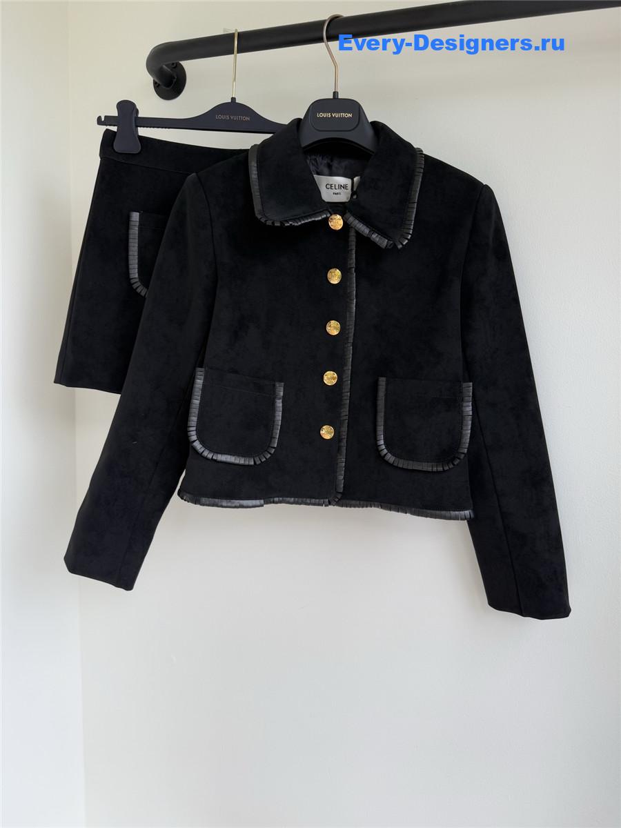 Ce1i*e black straight suede skirt